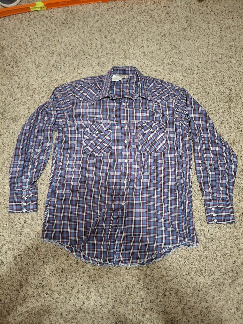 WESTERN FRONTIER Classic Men's Plaid Pearl Snap Shirt in Blue and Red